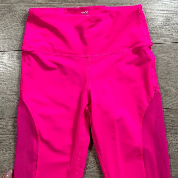 Good American Neon Bright Pink Mesh Detail 7/8 Leggings - Picture 5 of 11